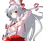  fujiwara_no_mokou hair_ribbon long_hair miyo_(ranthath) ofuda ribbon solo touhou 