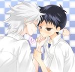  :t bad_id bad_pixiv_id black_hair blush brown_eyes closed_eyes ebibibibibi heart ikari_shinji male_focus multiple_boys nagisa_kaworu neon_genesis_evangelion pout white_hair yaoi 