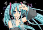  aqua_eyes aqua_hair detached_sleeves hatsune_miku headset highres long_hair necktie platinum_fantasia solo twintails vocaloid 