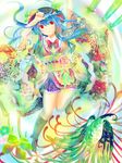  bad_id bad_pixiv_id blue_hair food fruit hat hayama_eishi highres hinanawi_tenshi japanese_clothes long_hair peach red_eyes solo touhou 