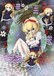  alice_margatroid arrow blonde_hair blue_eyes bow bow_(weapon) capelet danbo_(rock_clime) doll flower hair_bow hairband highres lance long_hair polearm shanghai_doll short_hair solo tears touhou weapon 