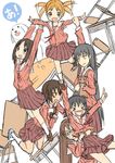  a animal azumanga_daiou black_hair blush blush_stickers brown_hair chair chiyo_chichi hands_on_another's_hips holding holding_animal human_tower kagura_(azumanga_daiou) kasuga_ayumu kingin long_hair looking_at_another looking_at_viewer mayaa mihama_chiyo mizuhara_koyomi multiple_girls open_mouth orange_hair sakaki school_uniform serafuku sketch skirt socks stacking table tadakichi-san takino_tomo twintails 