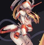  blush breasts darling_in_the_franxx embarrassed fengmo highres humanoid_robot looking_at_viewer mecha medium_breasts no_humans open_mouth red_eyes solo strelizia tears 