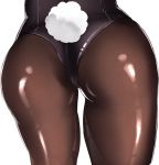  animal_ears ass black_legwear black_leotard bunny_girl bunny_tail bunnysuit leotard love_live! love_live!_sunshine!! matsuura_kanan nanasumin pantyhose simple_background solo tail white_background 