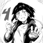  boku_no_hero_academia cafekun clenched_hand countdown facial_mark fingerless_gloves gloves greyscale grin jirou_kyouka looking_at_viewer monochrome number short_hair smile solo 