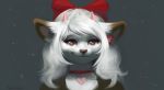  &lt;3 &lt;3_eyes anthro canine clothed clothing female fennec fox fur hair_bow hair_ribbon horn jewelry keumano lace looking_at_viewer mammal necklace ribbons simple_background smile solo 