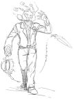 boots clothed clothing doublebit_(artist) footwear greyscale lantern league_of_legends monochrome not_furry riot_games sketch standing thresh undead video_games 