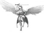  anthro big_breasts breasts canine clothed clothing feathered_wings feathers female huge_breasts hybrid mammal melee_weapon ndragon3 nipple_bulge solo sword voluptuous weapon wings 