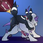  absol all_fours alternate_color anal animal_genitalia anus balls blitzdrachin canine claws cum cumshot eeveelution ejaculation feral internal knot knotting male male/male mammal nintendo orgasm pok&eacute;mon pok&eacute;mon_(species) sex size_difference sky_(umbry_sky) small_dom_big_sub umbreon video_games 