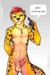  animal_genitalia animal_penis balls claws clothing erection fangs feline feline_penis fur green_eyes grin hair jewelry long_tail looking_at_viewer male mammal necklace nipples nude ocelot penis red_hair smile solo teeth tight_clothing tsaiwolf whiskers yellow_fur 