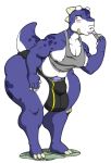  anthro barely_visible_genitalia big_bulge big_butt big_muscles bulge butt clothed clothing girly huge_butt lipstick makeup male muscular muscular_male nipples penis scalie shirt slightly_chubby solo standing tank_top tezukuri thick_thighs underwear 