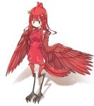  1girl china_dress chinese_clothes feathered_wings feathers female full_body harpy monster_girl original pippi_(artist) simple_background solo white_background wings 