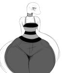  2018 anthro bliss_(sssonic2) blush clothed clothing female greyscale hi_res huge_hips huge_thighs lizard monochrome reptile scalie simple_background sketch small_waist solo sssonic2 sweat thick_thighs white_background wide_hips 