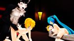  3d_(artwork) anal anal_penetration anthro balls bed blonde_hair blue_eyes blue_hair blush breasts butt canine digital_media_(artwork) erection female female_on_anthro fur grey_fur group hair hatsune_miku human human_on_anthro humanoid_penis ikuto_waoni interspecies kagamine_len kemono licking licking_lips long_hair male male/female male/male male_on_anthro malicekira mammal muscular muscular_male nipples nude open_mouth penetration penis pussy red_eyes sarasa_arujine sex smile tongue tongue_out utau vaginal vaginal_penetration vocaloid wolf 