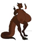  anthro big_breasts breasts color_swatch ear_piercing female horn huge_breasts hyper hyper_breasts ndragon3 nipples piercing reptile scalie solo voluptuous wide_hips 