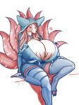  anthro big_breasts breasts canine cleavage clothed clothing female hoodie huge_breasts hyper hyper_breasts legwear mammal ndragon3 nipple_bulge solo thick_thighs thigh_highs voluptuous 