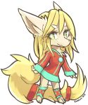  anthro blonde_hair canine cute female green_eyes hair kameloh kemono mammal simple_background smile solo standing 