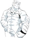  2018 anthro biceps clothed clothing feline fur lin_hu male mammal muscular muscular_male nekojishi simple_background sketch solo tiger tiger_est 