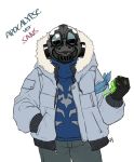  alternate_universe animated_skeleton apocalypse_au bone broken_glass clothed clothing crystal gas_mask gloves hair hi_res jacket kkhoppang male mask not_furry sans_(undertale) skeleton solo undead undertale video_games 