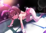 all_fours animal_ears ass bare_arms bareback bent_over blush breasts brown_eyes brown_hair bunny_ears bunny_girl bunny_tail bunnysuit closed_mouth commentary_request detached_collar embarrassed eyebrows_visible_through_hair full_body half-closed_eyes high_heels llenn_(sao) looking_at_viewer matsukura_nemu on_table pantyhose pool_table short_hair small_breasts sparkle sword_art_online sword_art_online_alternative:_gun_gale_online table tail wavy_mouth wrist_cuffs 