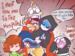  4:3 alternate_universe altertale ambiguous_gender bone chara_(undertale) clothed clothing crown crying dialogue gaster group hoodie human humanoid ill male mammal papyrus_(undertale) protagonist_(undertale) robe sans_(undertale) skeleton sweater tears thegreatrouge undead undertale video_games 