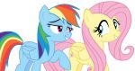  blue_feathers cutie_mark duo equine feathered_wings feathers female feral fluttershy_(mlp) friendship_is_magic hair long_hair mammal multicolored_hair my_little_pony pegasus pink_hair rainbow_dash_(mlp) rainbow_hair sketchmcreations smile wings yellow_feathers 