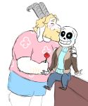  animated_skeleton anthro asgore_dreemurr atlantart blush bone boss_monster caprine duo flower goat hi_res kissing male male/male mammal plant sans_(undertale) simple_background size_difference skeleton undead undertale video_games 