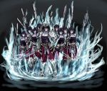  6+girls armor blue_skin helmet looking_at_viewer monster_girl_encyclopedia multiple_girls ochimusha_(monster_girl_encyclopedia) samurai spear squad sword undead weapon zombie 