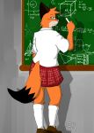  2018 amadhio black_nose breasts canine class clothed clothing eyewear female footwear fox fur glasses judy_judith legwear looking_at_viewer mammal math orange_fur school school_uniform shoes socks solo uniform 