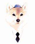  animal_focus black_eyes black_neckwear clothed_animal commentary_request dog hat highres ilya_kuvshinov looking_at_viewer necktie no_humans original police_hat shiba_inu shirt solo whiskers white_shirt 