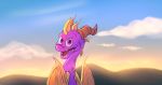  2016 day detailed_background digital_media_(artwork) dragon feral horn icelectricspyro male membranous_wings open_mouth solo spyro spyro_the_dragon teeth video_games wings 