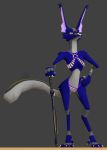  3d_(artwork) alien bastekh&#039;met blender_(disambiguation) blue_fur canine claws clothing digital_media_(artwork) egyptian feline female fluffy fluffy_tail fur gold_fur grey_fur hair hybrid jackal khopesh komissar_bav mammal melee_weapon solo spacebender swimsuit sword weapon yellow_eyes 