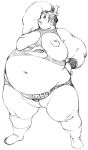  1boy fat lineart nipples obese open_mouth tanuma_yuuichirou 