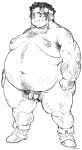  1boy fat flaccid lineart nipples nude obese penis pubic_hair solo tanuma_yuuichirou 