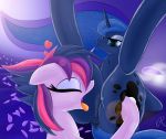  &lt;3 2016 abstract_background alternate_hairstyle animal_genitalia animal_pussy anus blue_eyes blue_fur blue_hair cutie_mark duo equine equine_pussy eyes_closed feathers female feral friendship_is_magic fur hair horn lens_flare lying mammal multicolored_hair my_little_pony on_back princess_luna_(mlp) purple_feathers purple_fur pussy tongue tongue_out twilight_sparkle_(mlp) twiren unicorn 
