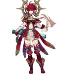  armor bangs boots breastplate capelet clenched_hand cozy dress elbow_gloves fire_emblem fire_emblem_heroes fire_emblem_if full_body garter_straps gloves highres hinoka_(fire_emblem_if) japanese_clothes looking_at_viewer official_art quiver red_eyes red_hair scarf short_hair smile solo standing thigh_boots thighhighs transparent_background zettai_ryouiki 