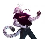  air_guitar anthro clothed clothing feline fur headphones iron_maiden male mammal simple_background solo standing white_background xviisideris 