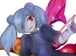  bandage bandage_over_eye blue_hair fairy mon-musu_quest! smile thighs titania_(mon-musu_quest!) twintails un_do undead wings 