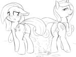  2016 4:3 animal_genitalia animal_pussy anus blush butt cutie_mark duo earth_pony equine equine_pussy fearingfun feathered_wings feathers female feral friendship_is_magic hair hooves horn horse long_hair looking_at_viewer mammal marble_pie_(mlp) monochrome my_little_pony peeing pony princess_cadance_(mlp) pussy smile urine watersports winged_unicorn wings 