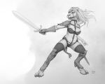  2018 anthro areola armor breasts camel camelid digital_media_(artwork) ecmajor female fur hair heavy_metal holding_object holding_weapon hooves mammal melee_weapon open_mouth simple_background solo sword taarna_the_tarakian teeth unconvincing_armor weapon 
