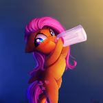  2018 absurd_res baby_bottle blue_eyes blush cutie_mark digital_media_(artwork) equine eyelashes female fluttershy_(mlp) freckles friendship_is_magic fur gradient_background hair hi_res long_hair mammal miokomata my_little_pony pegasus pink_hair simple_background solo wings 