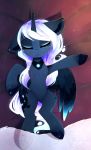  2018 blue_fur cosmic_feathers detailed_background digital_media_(artwork) equine eyelashes eyes_closed feathered_wings feathers female friendship_is_magic fur hair hooves horn magnaluna mammal my_little_pony princess_luna_(mlp) sleeping white_hair winged_unicorn wings 