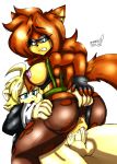  akatsukishiranui-fox anthro anthro_on_anthro areola balls blonde_hair blue_eyes bottomless breasts brown_fur brown_hair butt butt_grab canine clenched_teeth clothed clothed_sex clothing cowgirl_position cum duo erection eyewear female fineeve_the_wolf_soldier fur gloves hair half-closed_eyes half_naked hand_on_butt hi_res long_hair male male/female male_penetrating mammal monkey nipples on_top open_mouth penetration penis primate pussy rik_the_spider_monkey sex spider_monkey sunglasses teeth torn_clothing vaginal vaginal_penetration wolf yellow_fur 