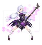  ahoge bad_id bad_pixiv_id bangs bare_shoulders blue_eyes blush breasts character_name commentary detached_sleeves dress eyebrows_visible_through_hair full_body guitar holding holding_instrument instrument long_hair looking_at_viewer open_mouth purple_dress shoes sidelocks silver_hair small_breasts socks solo soul_worker standing stella_unibell tied_hair twintails user_ghkk7325 very_long_hair white_legwear 