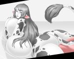  2014 4_breasts anthro big_breasts blue_eyes bovine breasts butt cattle female grey_hair hair hi_res huge_breasts humanoid_face long_hair looking_at_viewer mammal multi_breast nude solo teats udders zdemian 