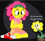  crossover dbkit duo flora_fauna flowey_the_flower humanoid parappa_the_rapper plant simple_background sunny sunny_funny tears undertale video_games 