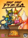  2017 anthro bent_over blonde_hair blue_eyes blush breasts canine cat cleavage clothed clothing comic diva_(evil-rick) duo english_text evil-rick feline female food fox hair hi_res mammal one_eye_closed pizza skimpy susana_(evil-rick) text underwear voluptuous wide_hips yellow_eyes 