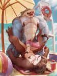  2018 3_toes 5_fingers abs anal anal_penetration animal_genitalia anthro anthro_on_anthro areola arm_support ball balls barefoot beach beach_ball biceps big_biceps big_penis bracelet brown_claws brown_fur brown_hair brown_markings brown_skin claws cloud cooler countershade_arms countershade_torso countershading cum cum_drip cup detailed_background diphallism domination dorsal_fin dripping duo erection eye_contact eyebrows fin fish front_view fur genital_slit grey_claws grey_skin hair hand_on_leg hanukami hi_res holding_object humanoid_hands humanoid_penis jewelry kneeling larger_male leg_grab looking_at_another looking_at_partner looking_down looking_up lying male male/male male_domination male_penetrating mammal marine markings markshark multi_penis multicolored_fur muscular muscular_male mustelid navel necklace nipples nude on_back otter outside partially_retracted_foreskin pecs penetration penis penis_size_difference pink_nipples pink_penis pink_tongue precum red_eyes saliva sand seaside sex shark sharp_claws sharp_teeth signature size_difference skull sky slit smaller_male snout spiked_bracelet spikes spread_legs spreading sunny symbol tan_balls tan_fur tan_skin teeth thick_penis thick_thighs toe_claws toes tongue tongue_out triceps umbrella uncut 