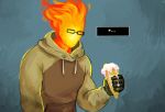  2015 dessert elemental eyewear fire fire_elemental food glasses grillby humanoid ice_cream solo undertale unknown_artist video_games 