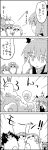  4koma :p animal_ears arms_up bag bag_on_head basket braid comic commentary_request cosplay eyebrows_visible_through_hair finger_on_forehead flat_cap futatsuiwa_mamizou glasses greyscale grocery_bag hair_between_eyes hat head_wings highres hong_meiling hong_meiling_(cosplay) izayoi_sakuya koakuma leaf leaf_on_head long_hair looking_at_viewer looking_up maid_headdress monochrome motion_lines notice_lines object_on_head peeking_through_fingers pince-nez raccoon_ears raccoon_tail shopping_bag short_hair smile smoke star tail tani_takeshi tongue tongue_out touhou transformation translation_request twin_braids very_long_hair vest |_| 